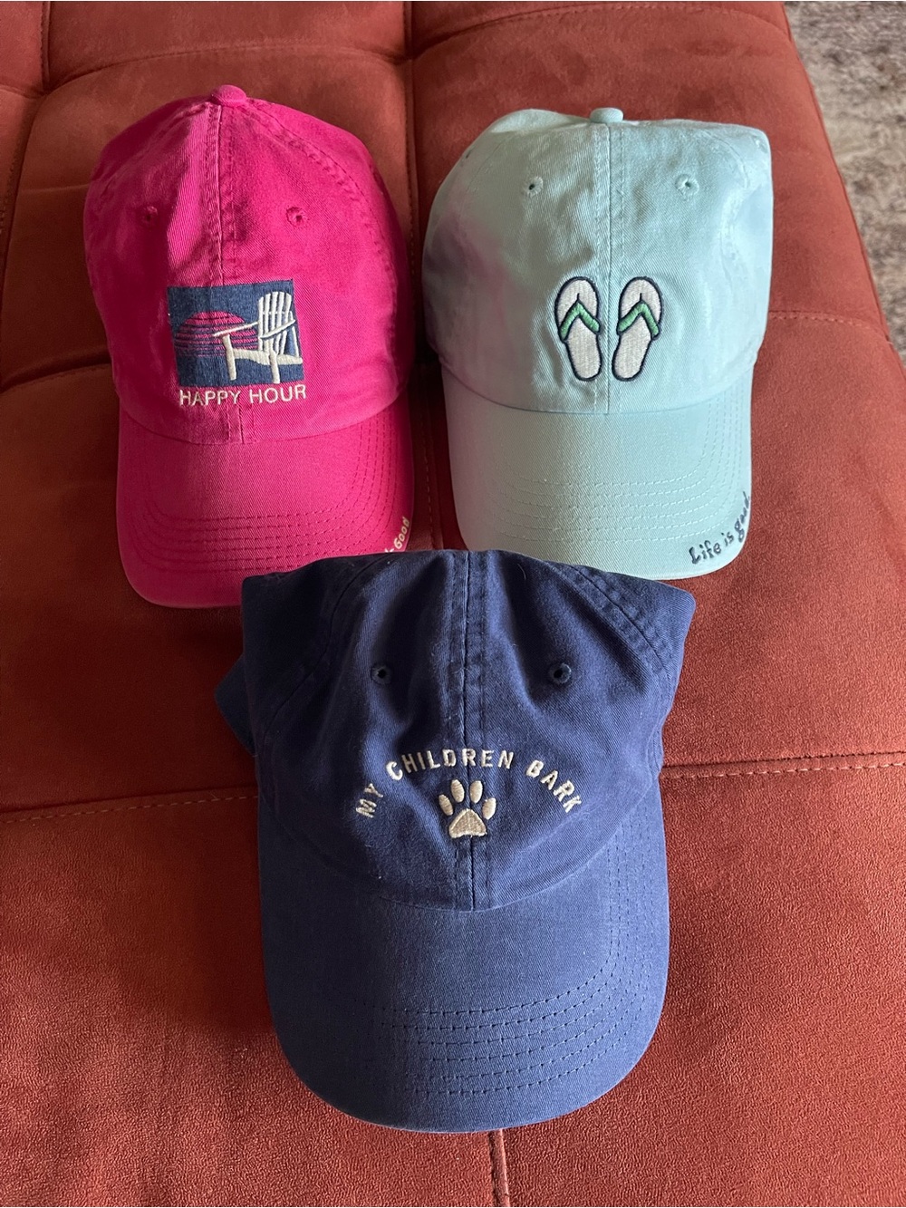 Life Is Good Women's Pink, Light Blue & Navy Baseball Caps - Set of 3